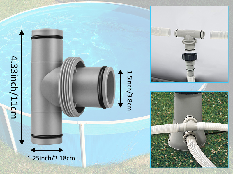 Pool Hose Connector, 1.25" to 1.5" TJoint Pool Hose