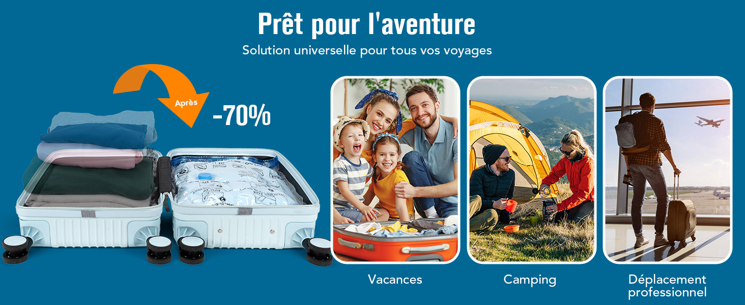 Le texte se lit comme suit : « PM plus l'assurance ». Bannière bleue montrant diverses images de style de vie et d'activités dans une disposition horizontale.