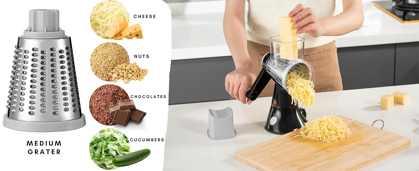 Brieftons 4-Blade Rotary Grater Medium grating blade