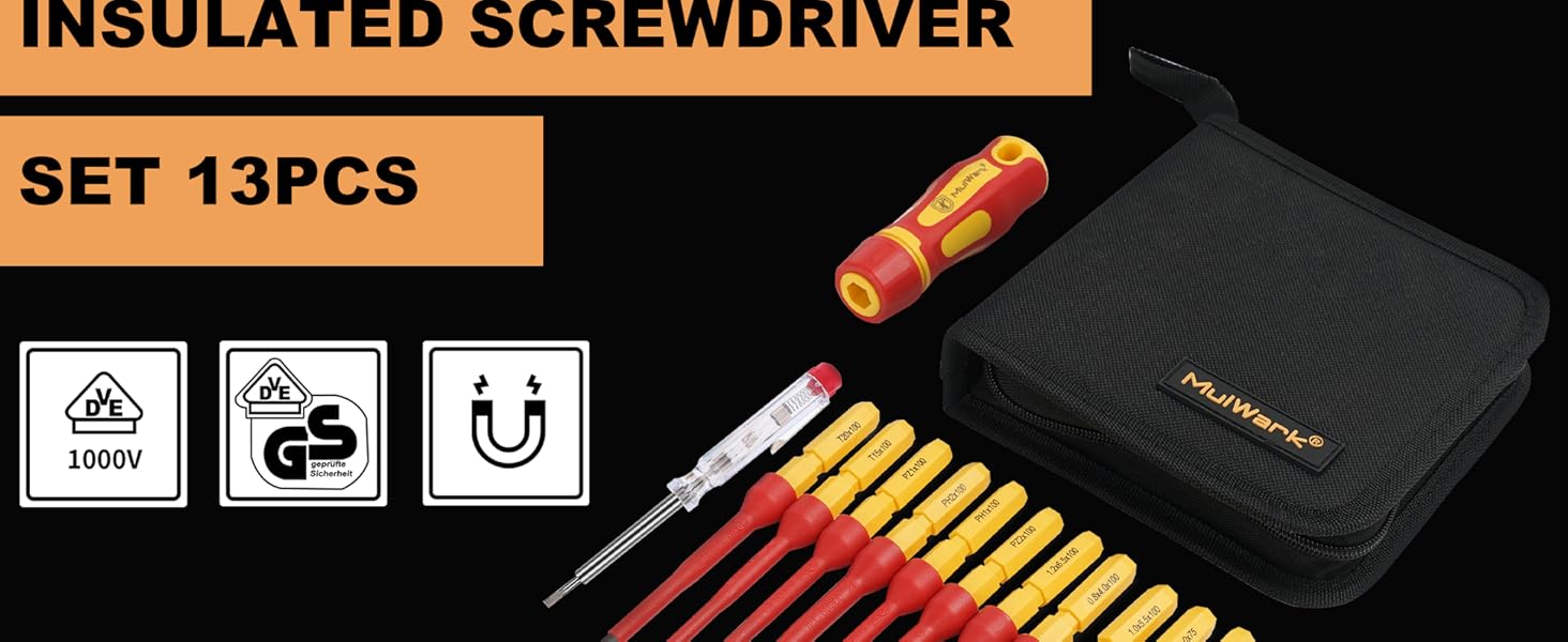 Mulwark 13Piece Premium CRV Insulated Screwdriver Set