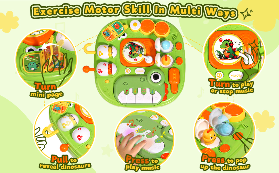 Activity Table for 1 Year Old Musical Toys for 1 Year Old Boys Sensory Toys for Baby with Sound Light Early Education Game Tiny Table Storytelling Mini Piano Drum Keys Baby Toys Gift for 1 2 Year Old 10 musical instruments for 1 year olds