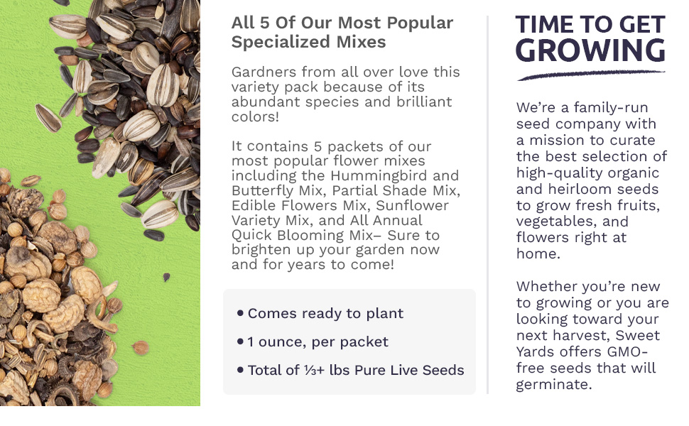 Bulk Wildflower Seeds Variety Pack 5 Large Packets 5