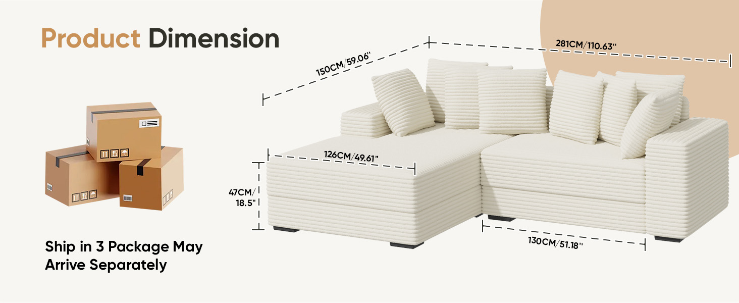 Luxanimarion 111‘’ Cloud Sectional Couch