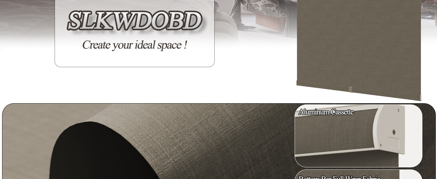 SLKWDOBD Cordless Roller Shades for Windows, Blackout Linen