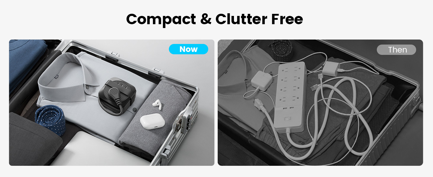 ORICO Travel Power Strip with USB Ports, Small Extension