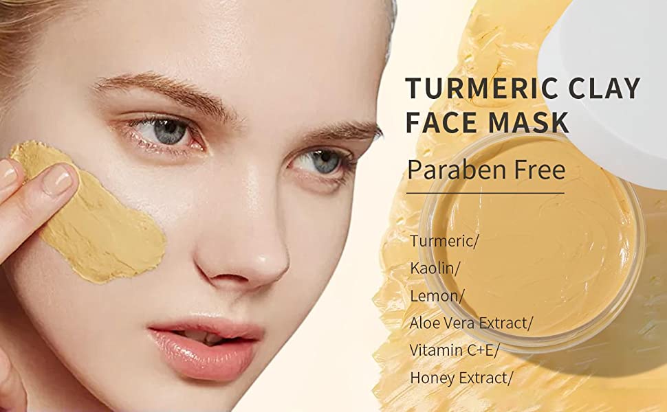 Turmeric Vitamin C Clay Mask, Turmeric Clay Facial Mask Skin Care Improve