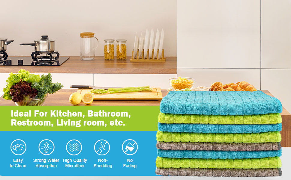 AIDEA Microfiber Cleaning Cloths6PK, Kitchen Towels Cleaning Dish
