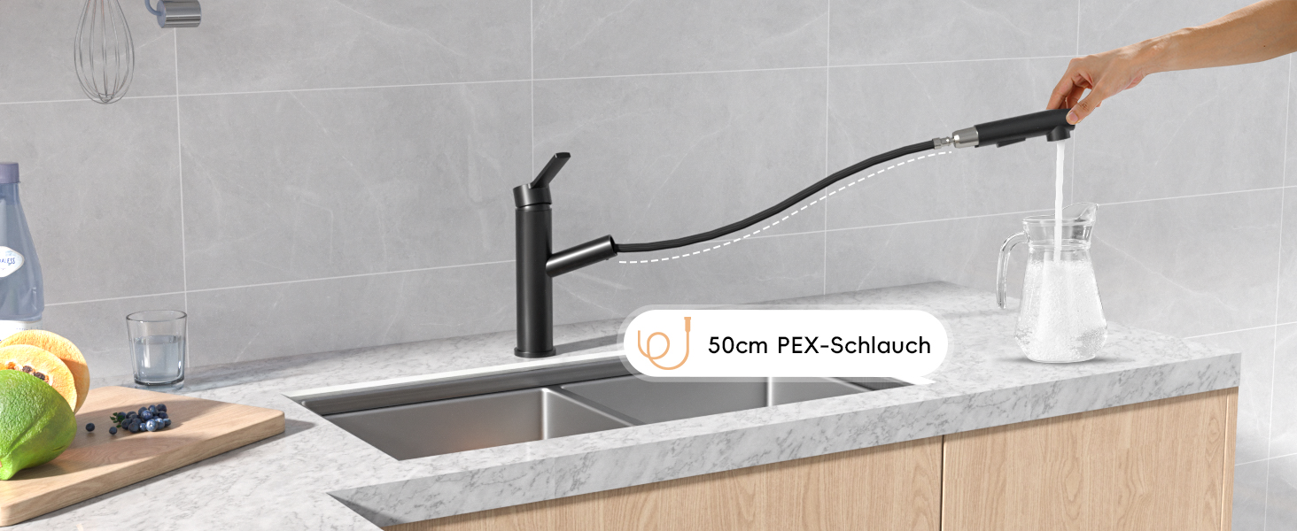 Bar Sink Faucet Low Profile Matte Black, Modern Kitchen Faucets with Pull Out 2 Modes