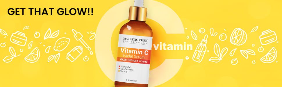majestic pure vitamin c facial serum vegan collagen infused natural best top premium discoloration