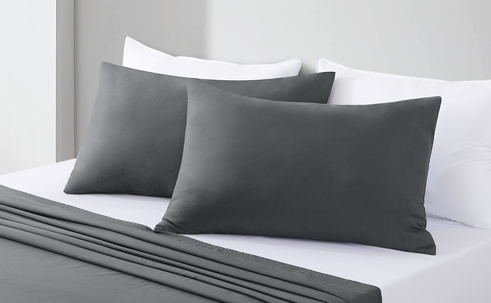 Aisbo King Size Pillow Cases Set of 2 Dark Grey King