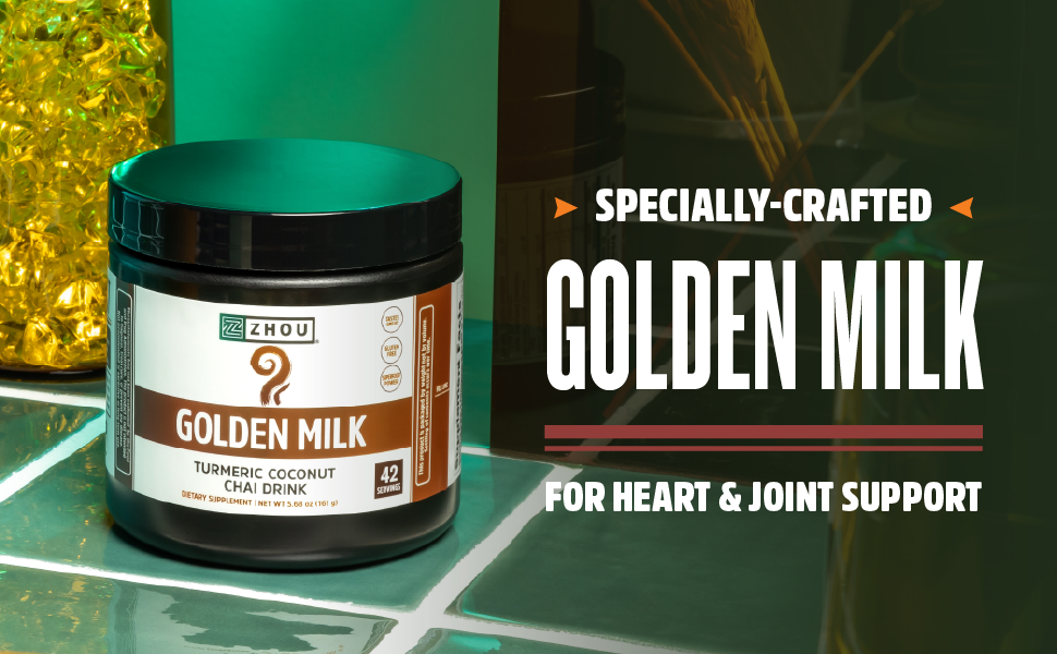 Zhou Nutrition Golden Milk, Turmeric Coconut Chai Mix