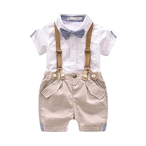 Shirt and Suspender Style Shorts Sets in White Color
