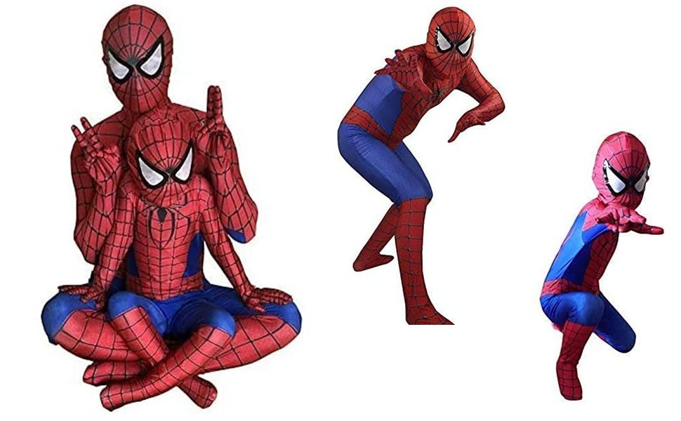 Amazon.co.jp: スパイダーマン 全身タイツ（赤）ライクラ 弾力と