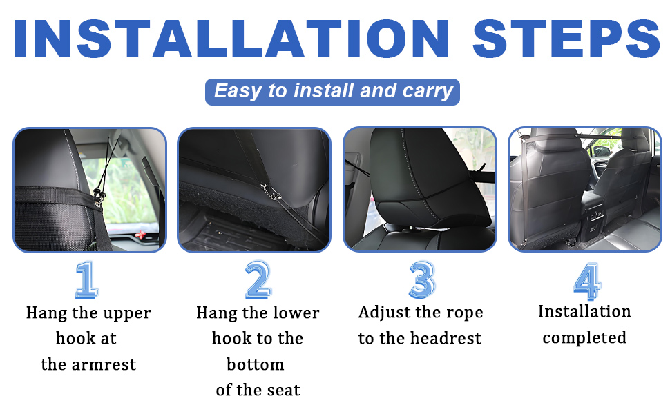 Adjustable Black Dog Protector for Car Trunk for Car, Dog Barrier Net with Rope and Hooks, Rear Seat Barrier, Interior Accessories 18 5 unidades