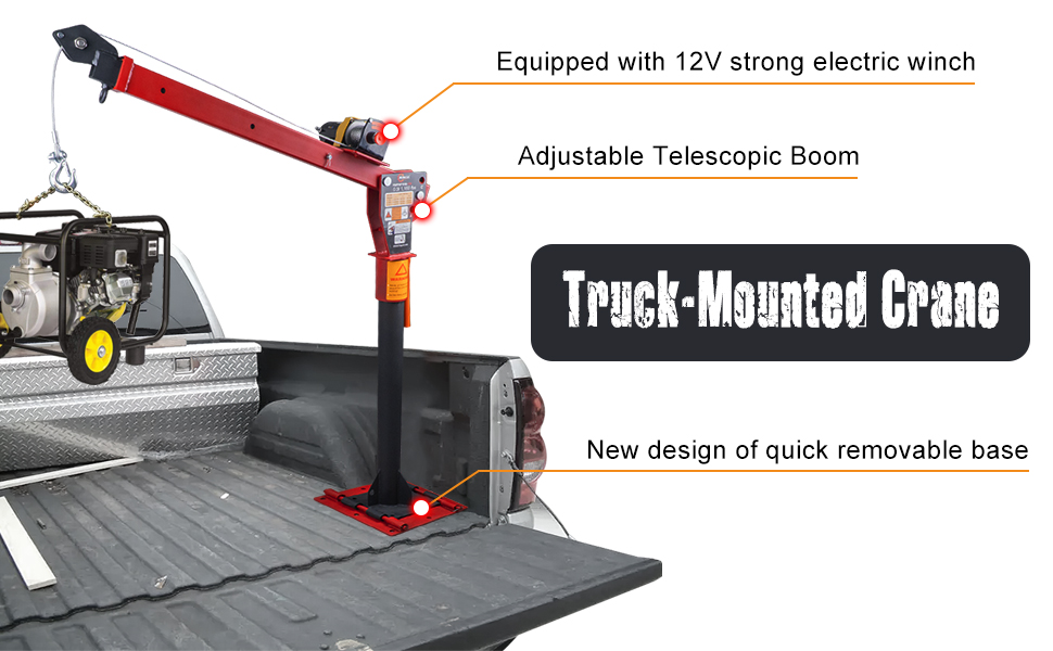 Receiver Hitch Mounted Crane New 1100lb Folding Dismountable TruckMounted Crane
