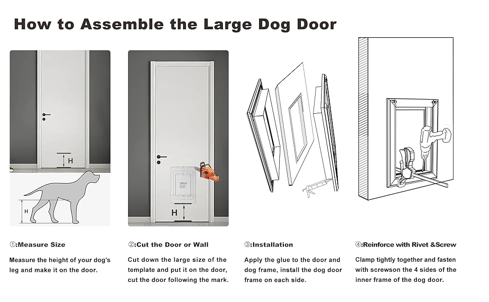 HANIML Aluminum Medium Dog Door for Interior Exterior