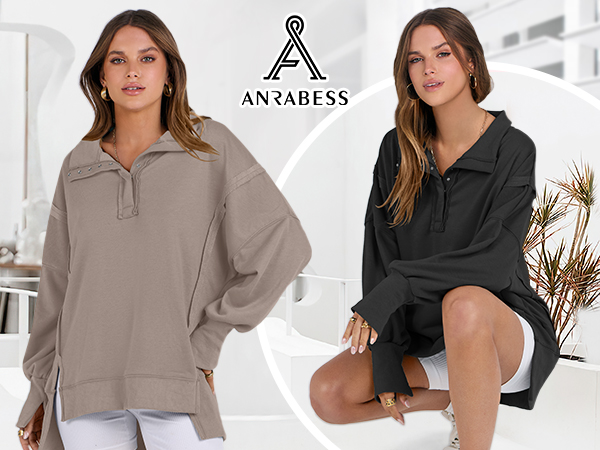 Amazon.com: ANRABESS Women's Sweatshirts Oversized Casual