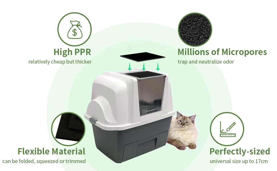 10 Pack Cat Litter Box Charcoal Filters Tray filter Replacement Carbon