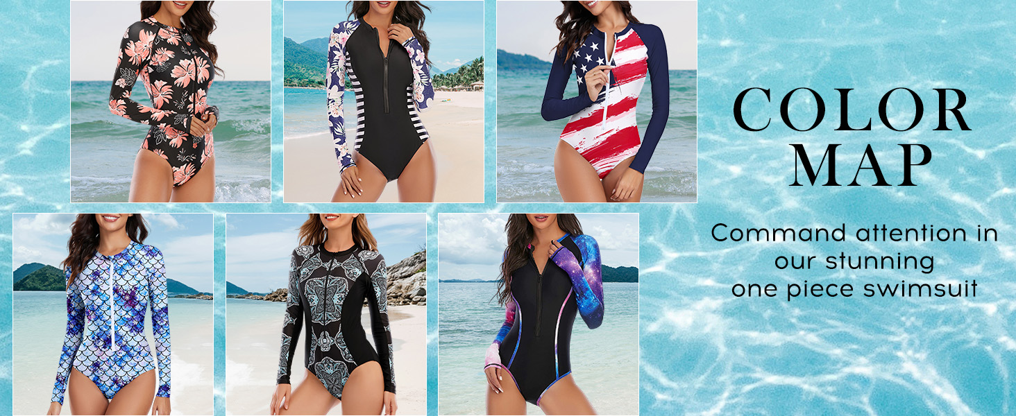 womens one swimsuits for women long sleeve swimsuit rash guard long sleeve one for womens