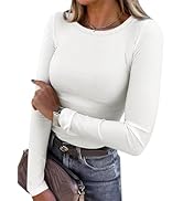 ANRABESS Women Long Sleeve Shirts Rib Knit Slim Fit Tops Basic Tee 2025 Fall Outfits Casual T-Shi...