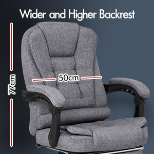 ELFORDSON Massage Office Chair With Footrest Executive Gaming Seat Breathable Fabric Upholstery, Grey 14 DP05