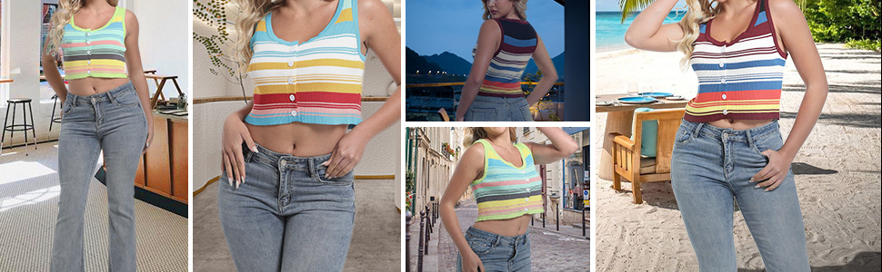 Sleeveless Cropped Tank Tops for Women