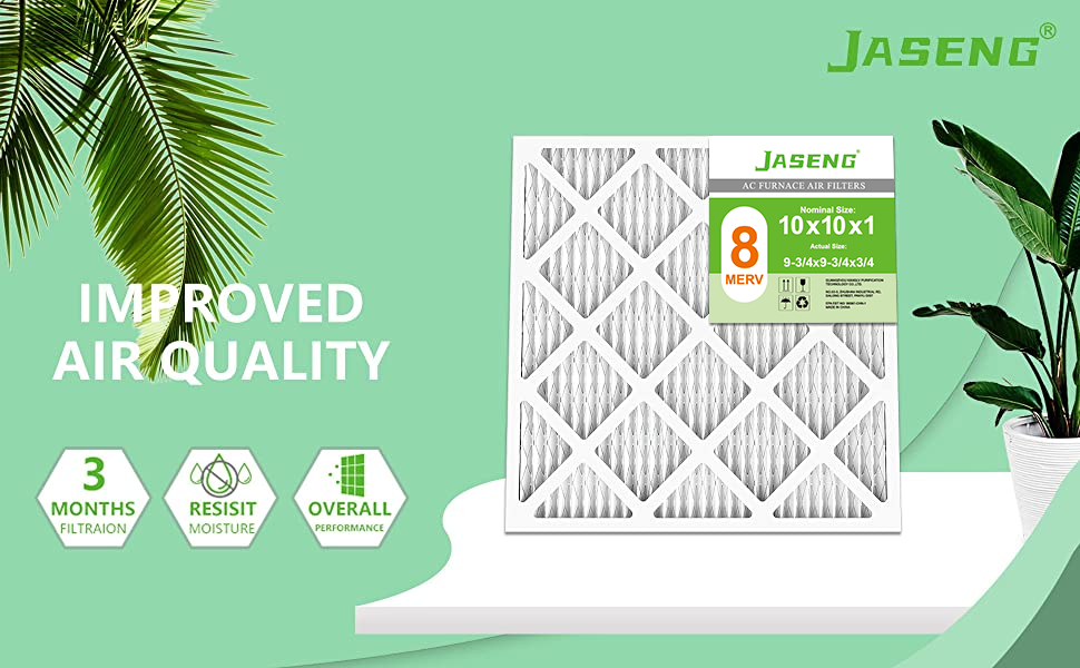 10x10x1 Furnace Air Filters 4 Pack, MERV 8 MPR 600 & FPR 5 Filtering, HVAC Air Filter