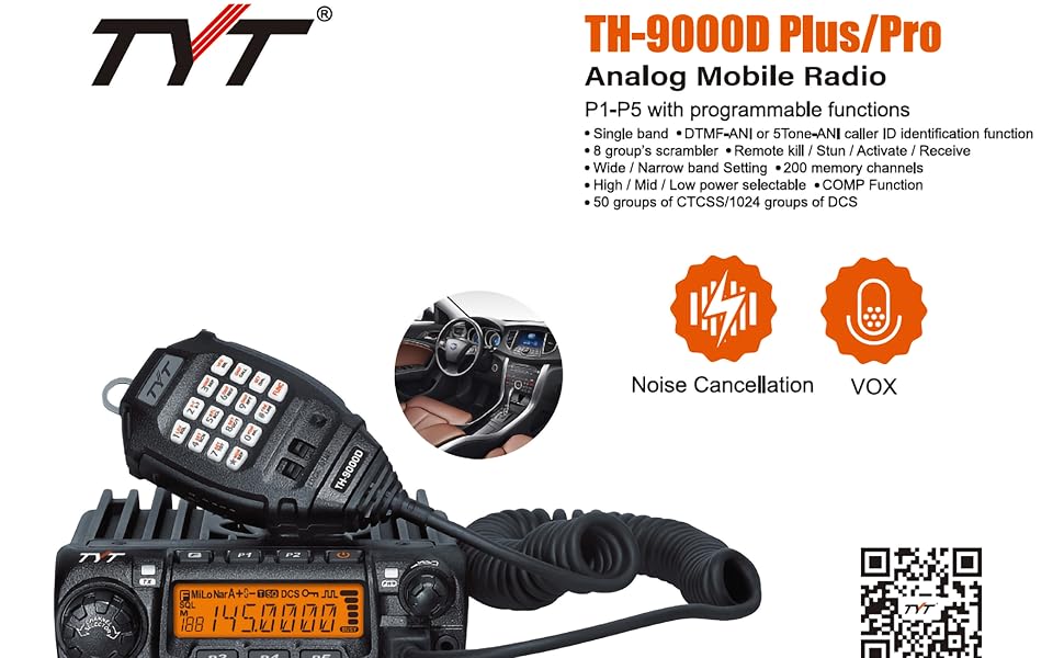 TYT TH-9000D Plus 60W Moblie Radio Ham Transceiver VHF 144-148mhz ...