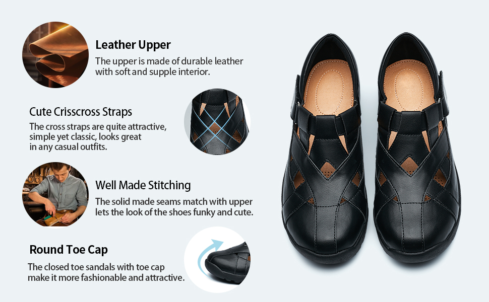 Great Details Of Womens Wide Closed toe Sandals