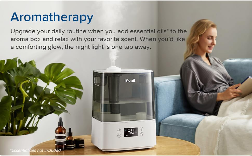 LEVOIT Smart Humidifiers for Bedroom, 6L TopFill Cool Mist with Quiet