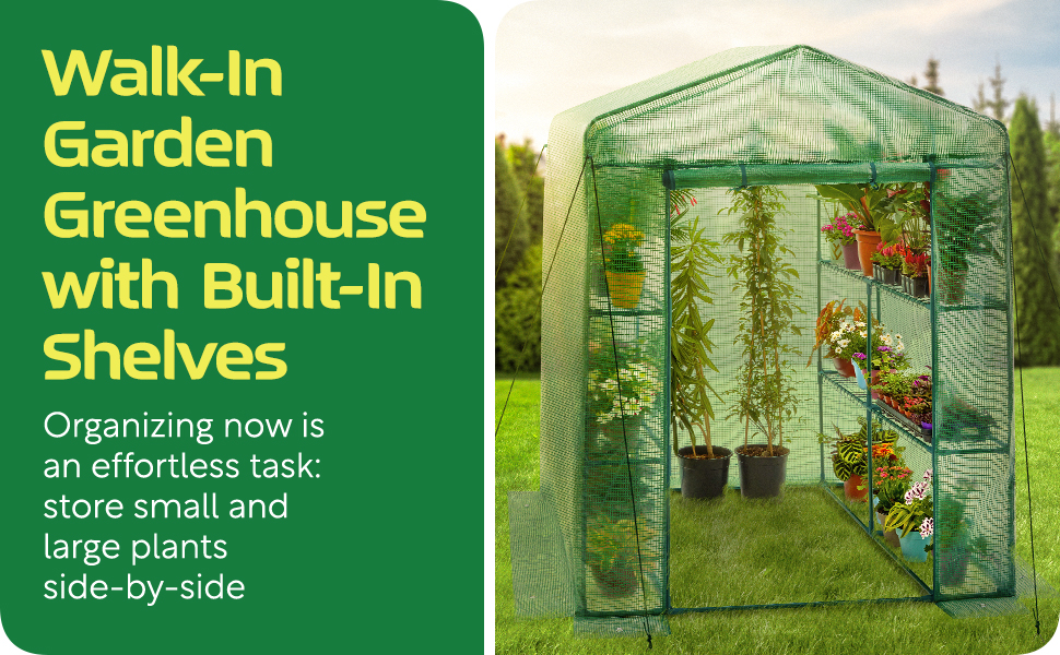 GrowMate Walk in Greenhouse, SteelFrame Greenhouse, AntiTear Cover, Greenhouse