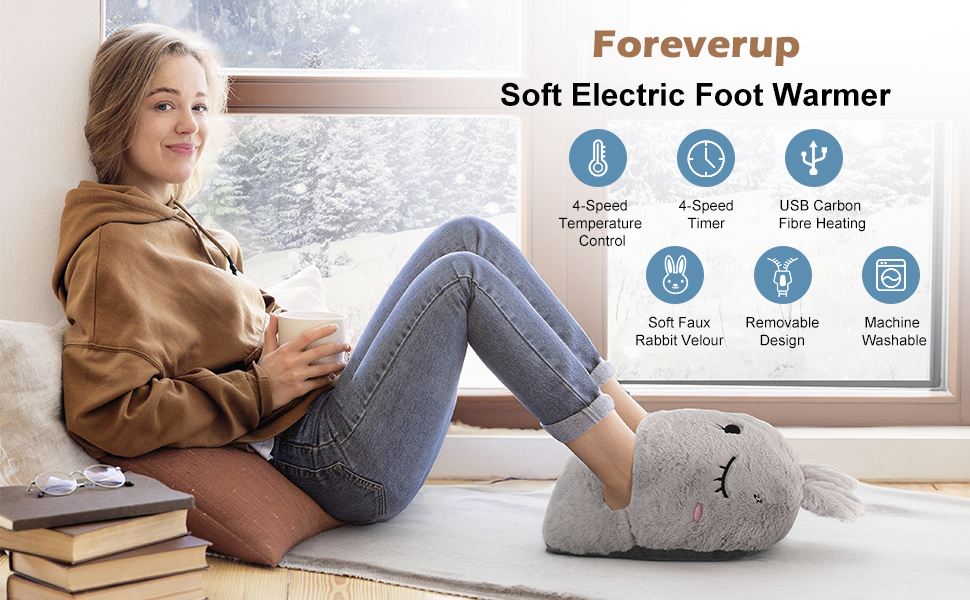 Foreverup Electric Foot Warmer, USB Heated Foot Warmer with 4