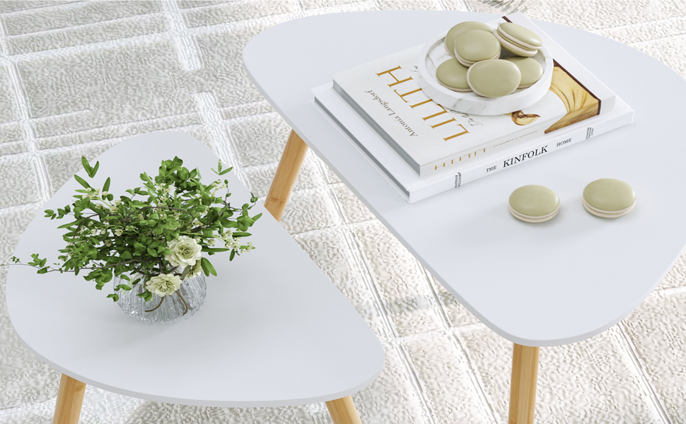 FOREHILL Nest of Tables Set of 3 Side Table White End Table Small