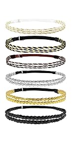 Beaute Galleria 6 Pieces Adjustable Elastic Braided Plaited Women Headbands