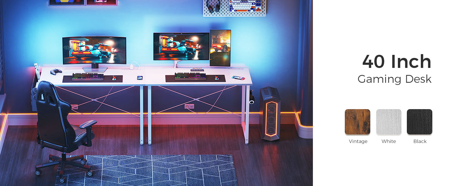 Gaming desk for bedroom, Gaming desk with outlets