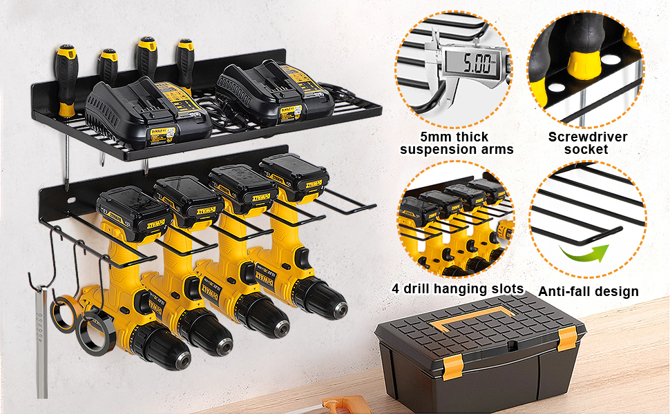 Power Tool Organizer Wall Mount 4 Pack,Heavy Duty Floating