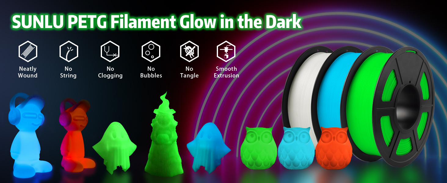 glow in the dark pla filament 1.75mm 3D print filament 3D printing filament