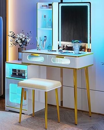 vanity desk with mirror and lights,white vanity desk with mirror and led lights,vanity desk