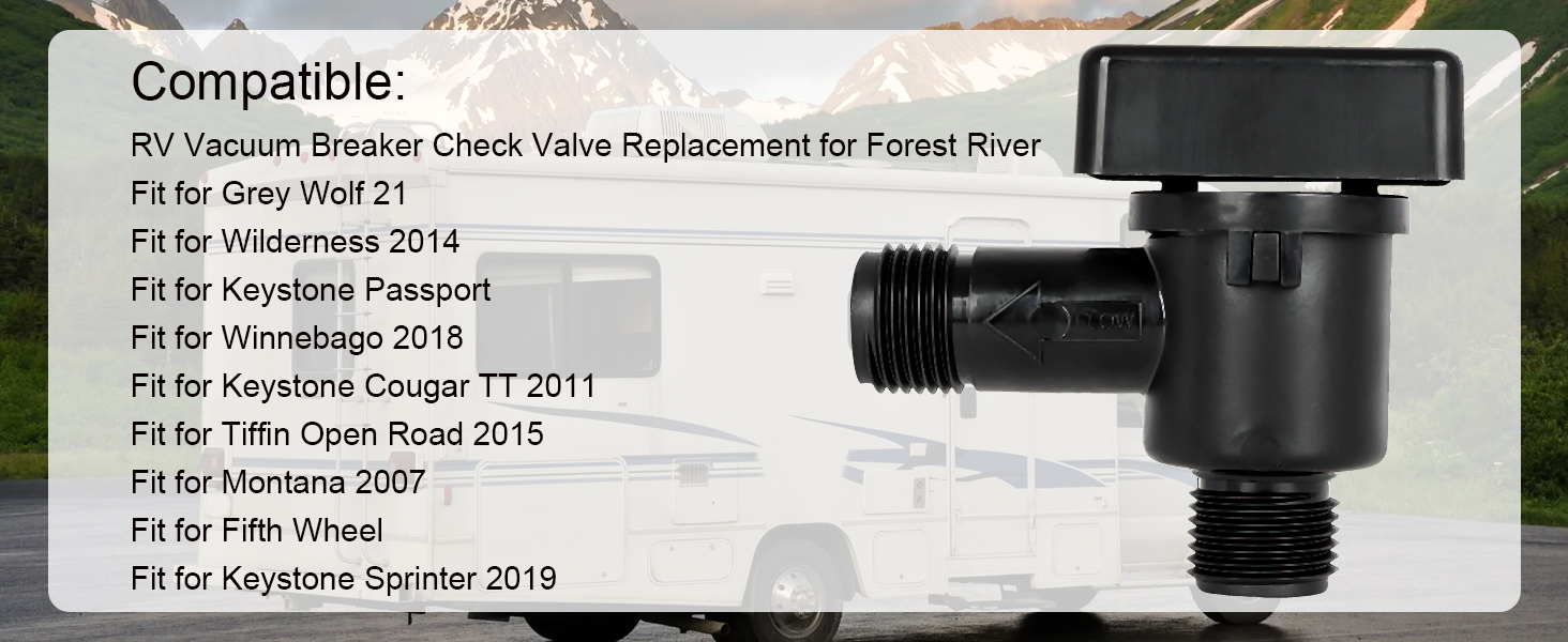RV Vacuum Breaker Check Valve,571VACCHKA Camper RV Black