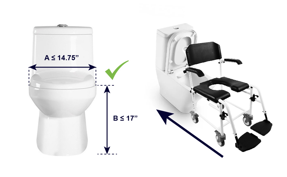 KMINA PRO Shower Commode Chair with Wheels and Footrest, Shower