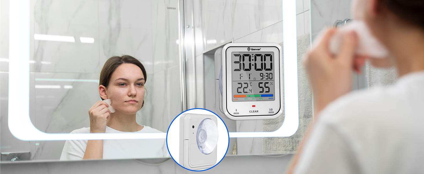 Geevon Digital Bathroom Clock, Waterproof Shower Timer with Large Touch