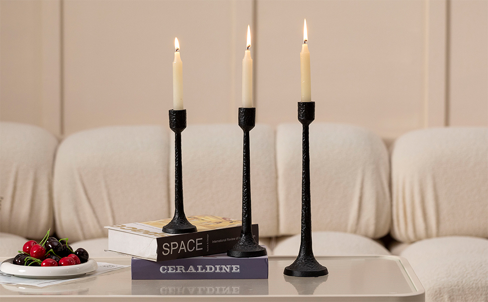 Cast Iron Taper Candle Holder, Rustic Metal Candlestick