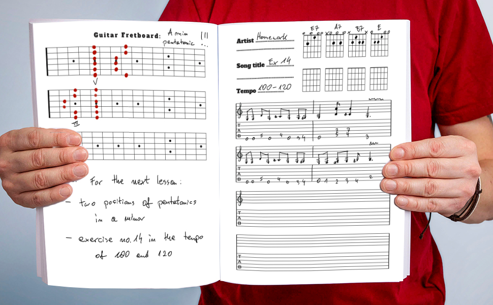 Guitar Tab Notebook Tabulature and Sheet music manuscript