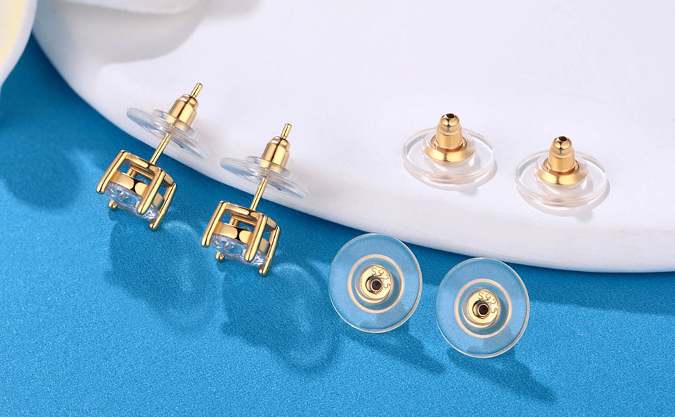 6pcs 14K Gold Locking earring Backs for Studs Heavy Droopy