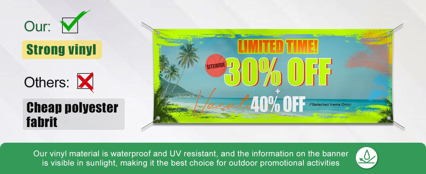 Custom Vinyl Banner Print with Hem and Grommet for Indoor