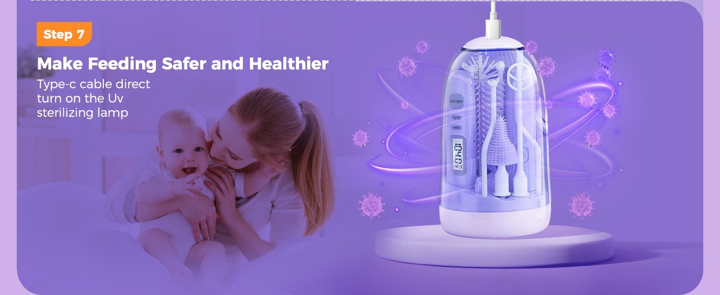 electric bottle brush cleaner with drying racks