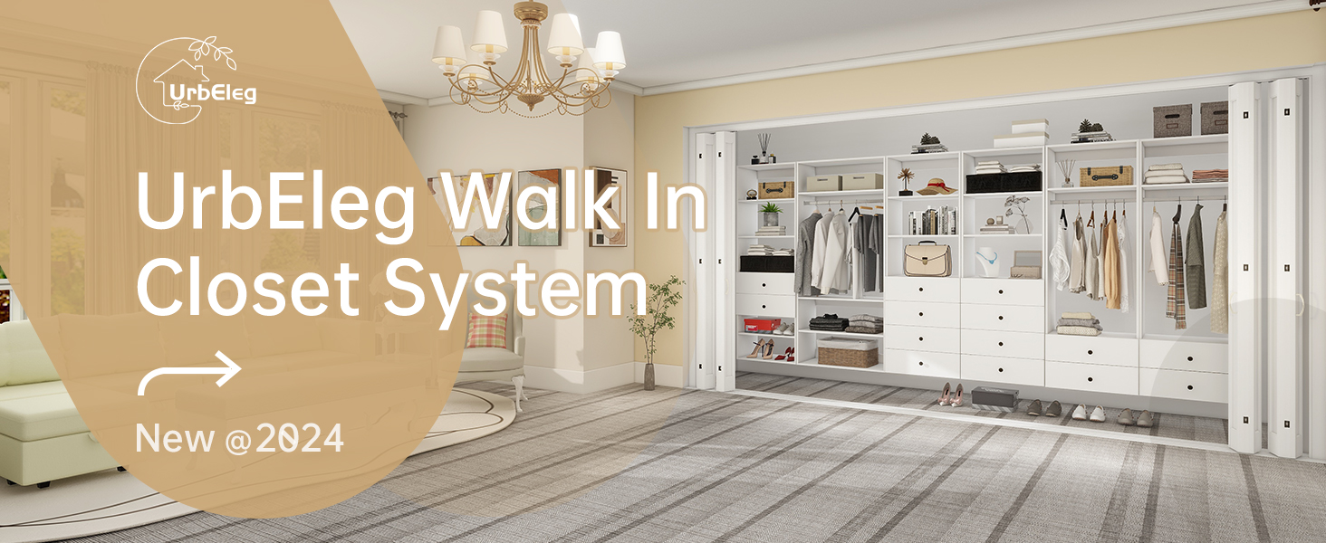 UrbEleg Walk in Closet System with Drawers, Closet