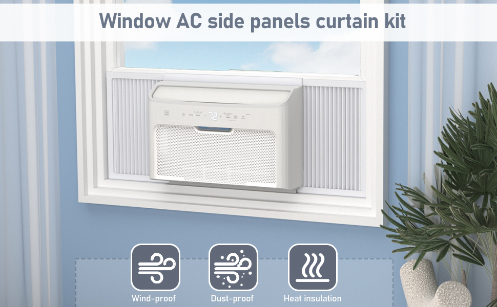 Flamorrow Window Air Conditioner Side Panels Curtain Kits, Window AC Side Panel