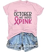 Breast Cancer Shirts for Women Breast Cancer Awareness Shirt in October We Wear Pink Pumpkin Grap...