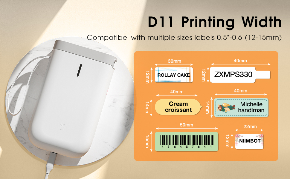 NIIMBOT Label Maker Machine, D11 Wireless Thermal Label Printer No Ink
